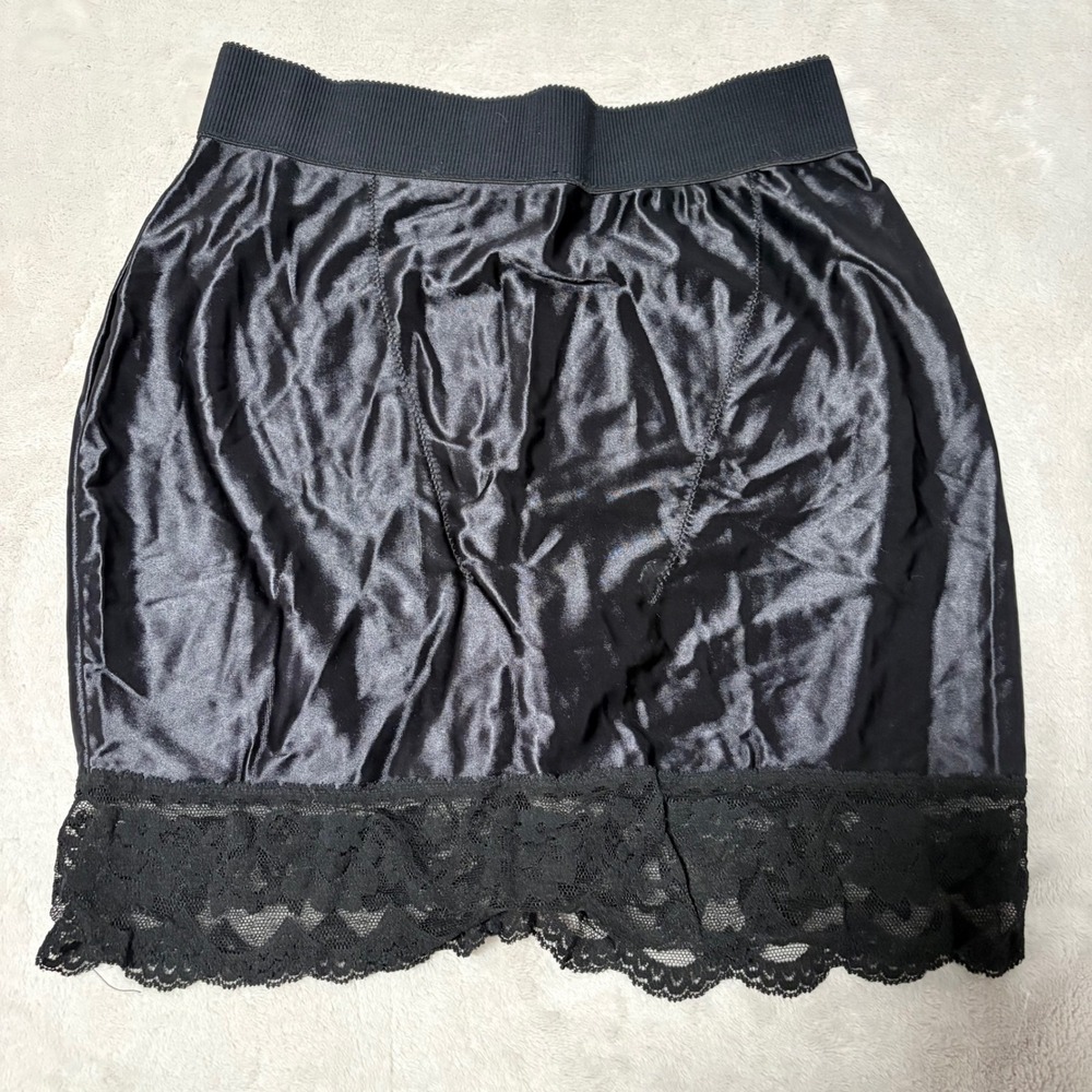 Victoria's Secret Vintage‎ Lace Trim Half Slip Skirt Womens Black XL Nylon